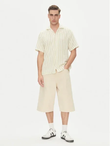 Jack&Jones Дънкови шорти Owen Baggy Fit бежов