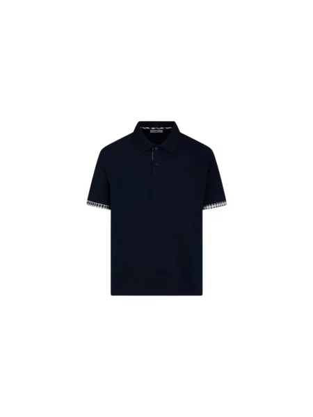 Krótka koszulka polo Aquascutum z krótkim rękawem niebieska