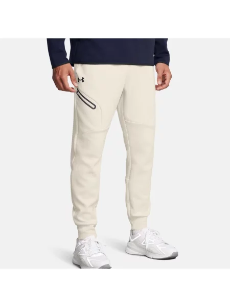 Kalhoty Under Armour Unstoppable Fleece summit white/black bílé