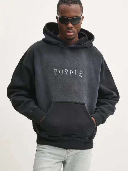 PURPLE BRAND hanorac de HWT FLEECE PO HOODY bărbați cu glugă cu imprimeu gri