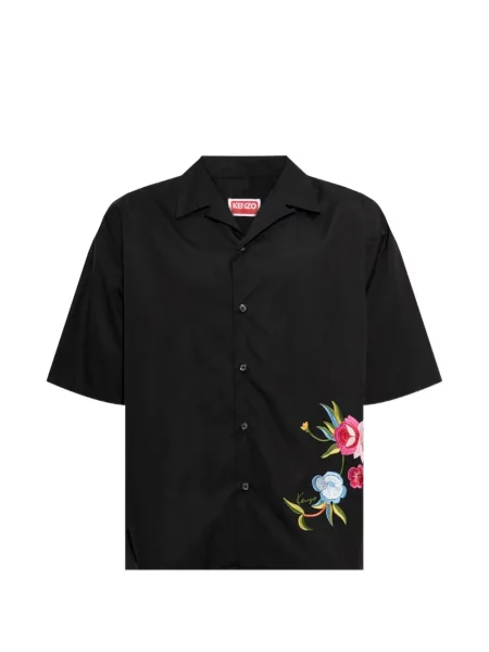 Gulerat cămașă Kenzo cu model floral negru