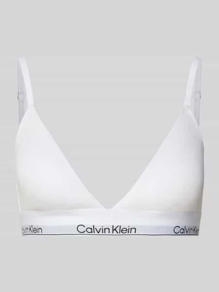 Biustonosz trójkątny z paskiem z logo i cienkimi ramiączkami Calvin Klein Underwear biała