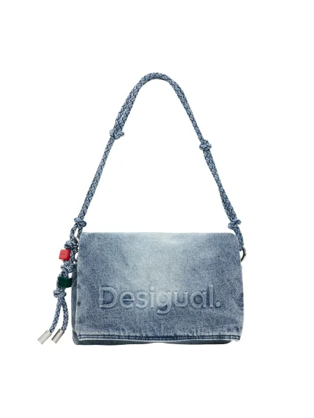Geanta crossbody Desigual cu autograf albastru