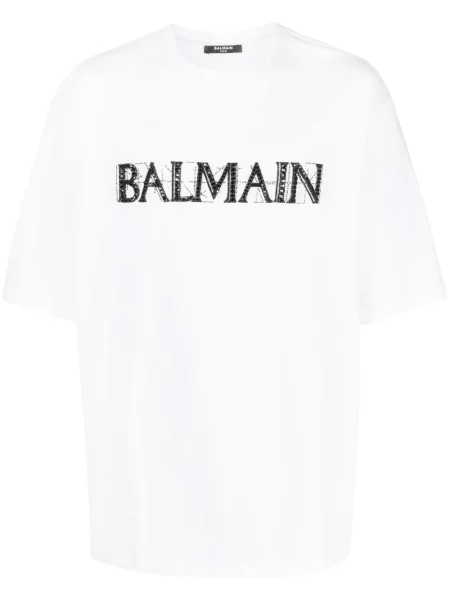 Тениска Balmain с кристали бяло