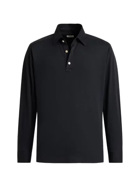 Lung tricou polo Kiton albastru