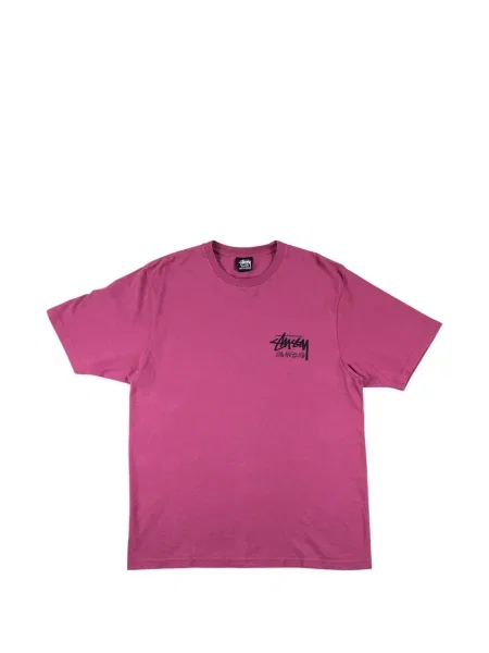 Koszulka Stussy z okrągłym dekoltem różowa