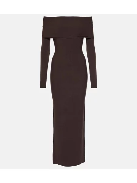 Odgovarati midi haljina Alaã¯a od jersey iznad koljena smeđa