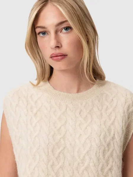 Жилет із додаванням вовни AllSaints гольф бежевий