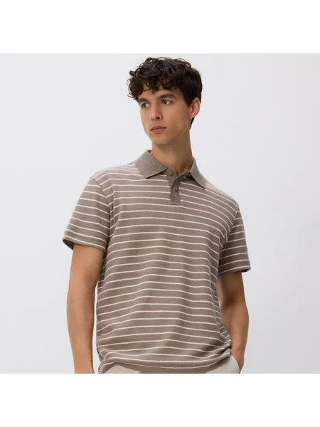 Reserved Pruhované polo tričko comfort béžová