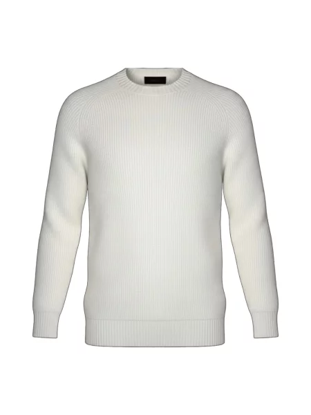 Sweter Gran Sasso wełniany z okrągłym dekoltem biały