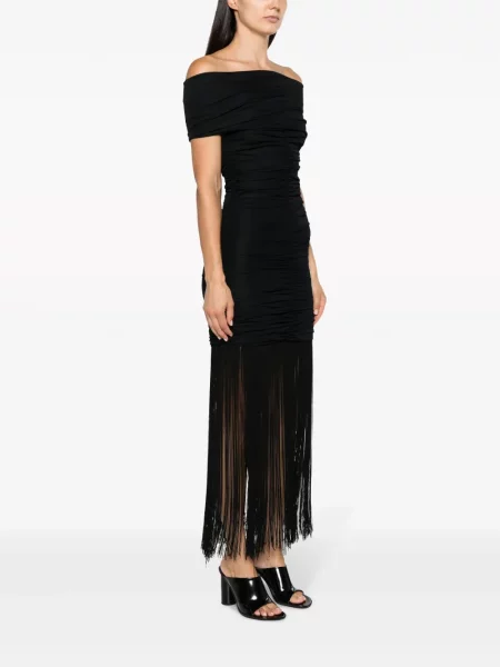 Rochie Khaite cu franjuri de costum negru