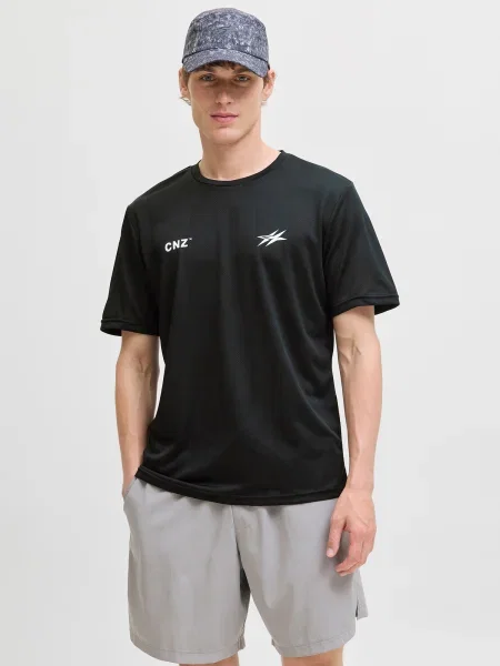 JACK & JONES Tričko JCOCNZ PARIS čierna biela