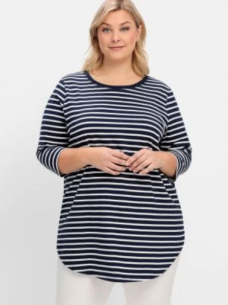 SHEEGO Tricou albastru marin alb