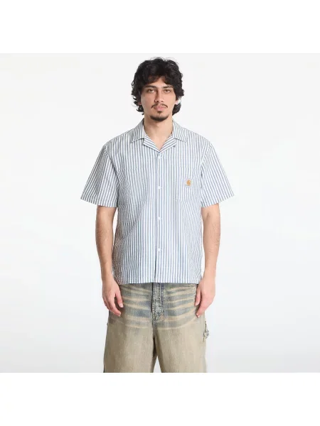 Carhartt Wip Resortová Košile Leavel Comfort Fit černošedá / bílá modré