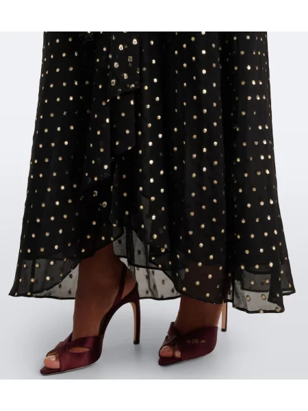 Rochie midi Rixo cu buline cu gât halter negru