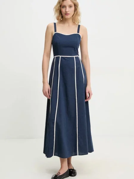 Answear Lab rochie maxi evazati albastru