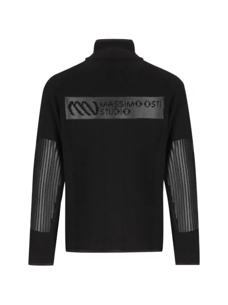 Cardigan Massimo Osti Studio tricotate cu autograf negru