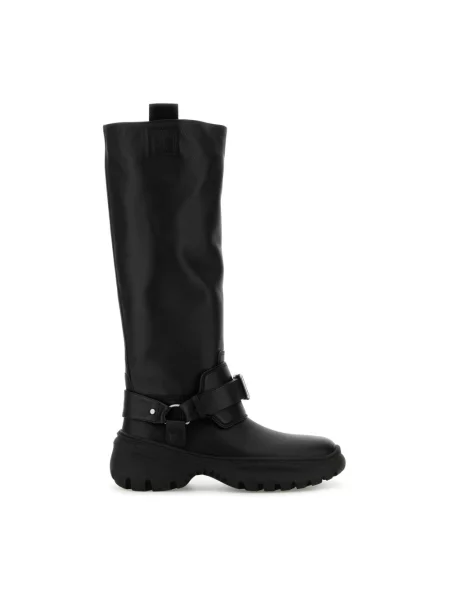 Kozaki Burberry skórzane czarne