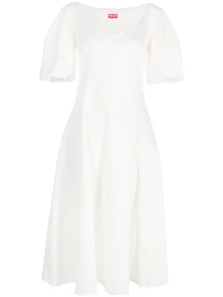 Rochie midi Kenzo cu broderie până la genunchi de costum alb