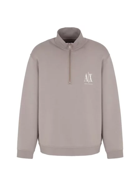 Armani Exchange Bluzy Mężczyzna Szary Sweter z Zamkiem brązowy