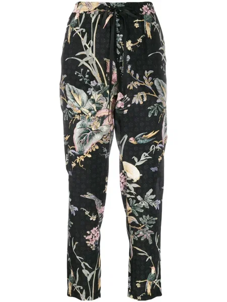 Pantaloni Red Valentino cu model floral cu imagine negru
