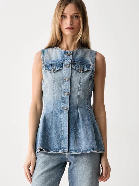 Rotate vestă pentru femei din denim albastru