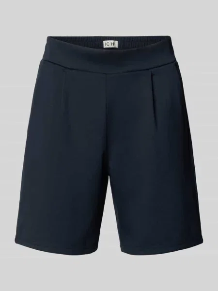 Szorty o kroju regular fit z zakładkami w pasie model ‘Kate’ Ichi granatowe