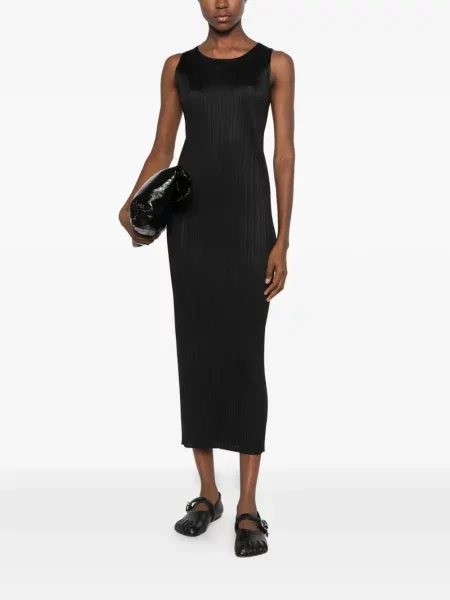 Rochie maxi Pleats Please Issey Miyake fără mâneci negru