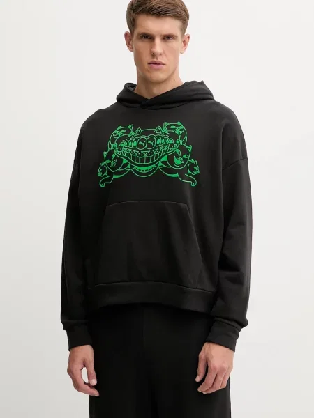 Bombažen pulover Puma PUMA x RIPNDIP s kapuco črna