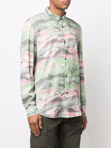Cămașă Diesel cu model camuflaj verde