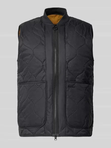 Kamizelka pikowana o kroju regular fit z dwustronnym zamkiem błyskawicznym Barbour czarna