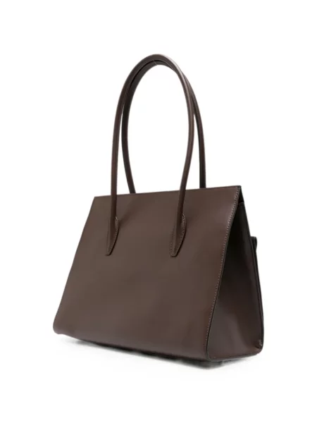 Kožna shopper torbica Furla sa kopčom smeđa