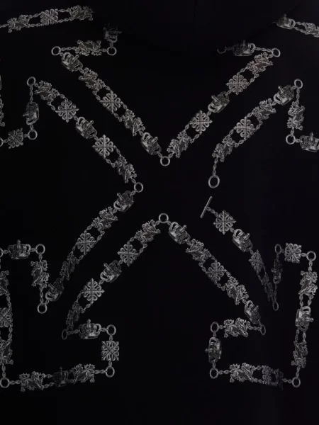 Hanorac cu glugă Off-white cu imagine alb