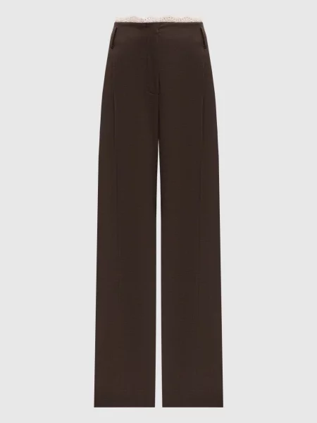 Штани з вовни з мереживом Magda Butrym коричневі