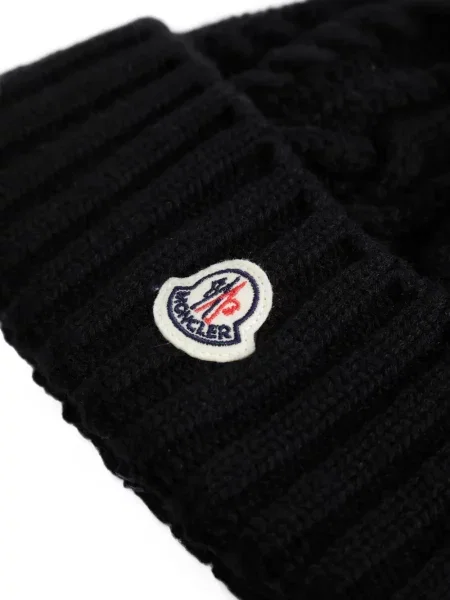Căciulă Moncler tricotate cu pompoane negru