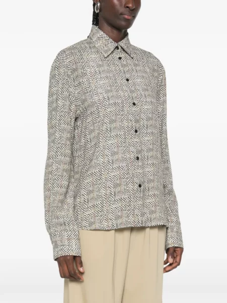 Cămașă Ermanno Scervino cu model herringbone alb