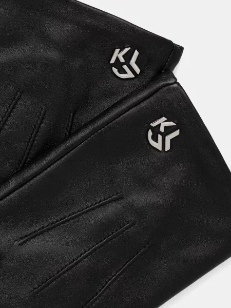 Кожаные перчатки Karl Lagerfeld Jeans черные