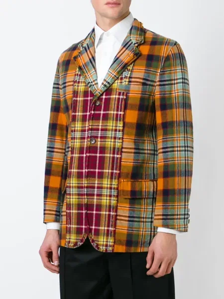 Kostkované sako Comme Des Garçons Pre-owned oranžové