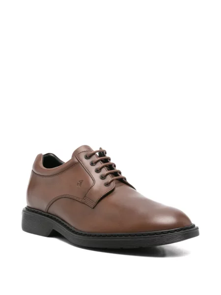 Pantofi derby Hogan din piele cu autograf maro