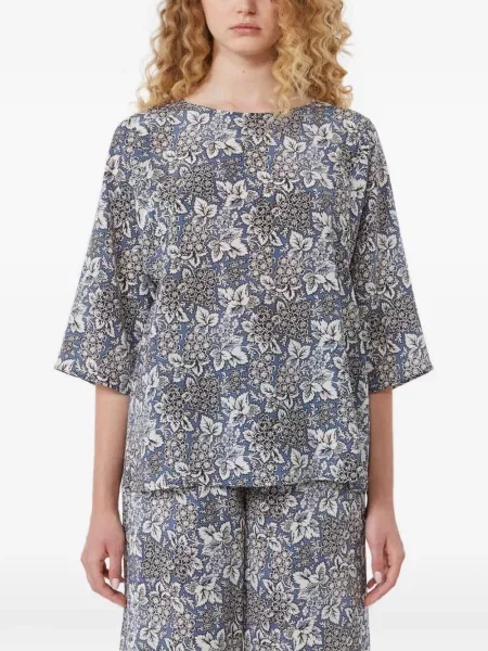 Voiaj bluză Weekend Max Mara cu model floral albastru