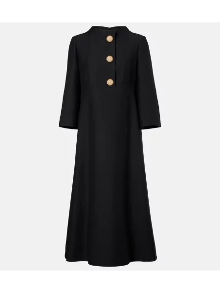 Obleka midi obleka Valentino iz krep tkanine nad koleni črna