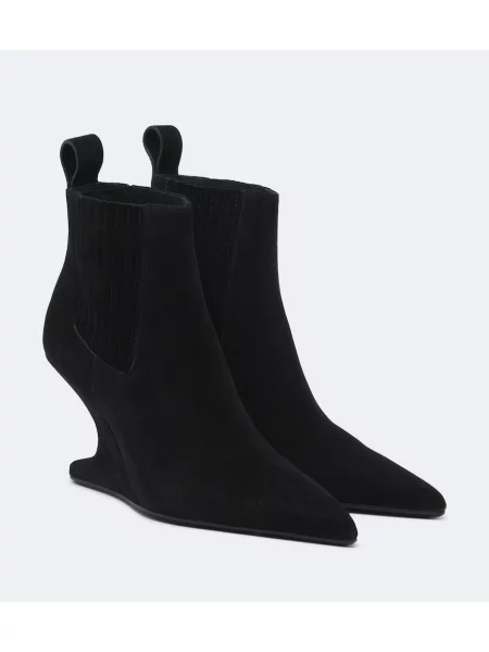 Botine Rick Owens din piele de căprioară cu pană negru
