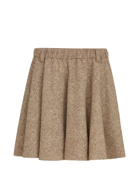 Fusta mini Brunello Cucinelli de lână maro
