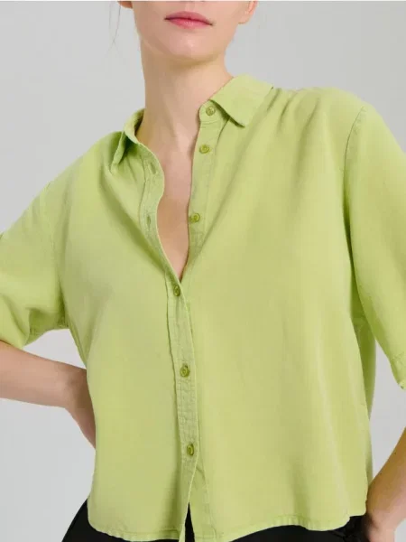 Сорочка з коротким рукавом з лиоцелу блідо-зелений зелена