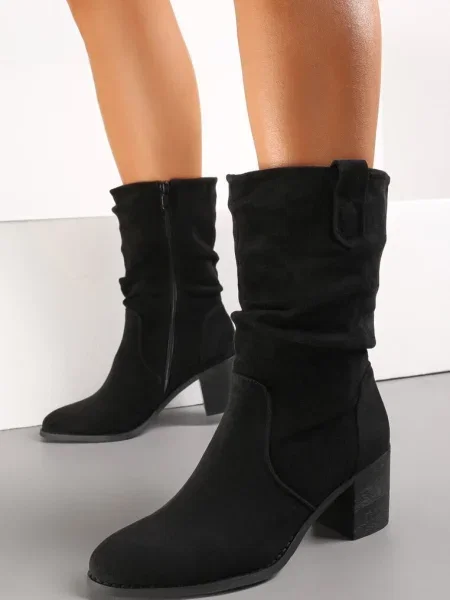 Botine de cowboy cu carâmb plisat la gleznă Alfzara negre