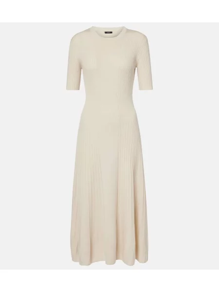 Rochie maxi Joseph de lână de costum bej