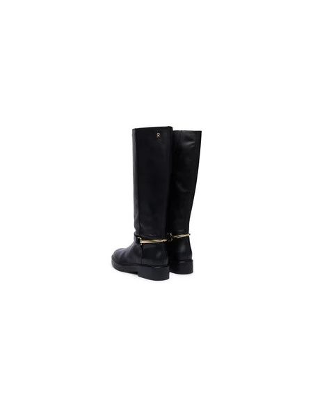 Čizme ispod koljena Tommy Hilfiger Th Stud Leather Knee Riding Boot crna