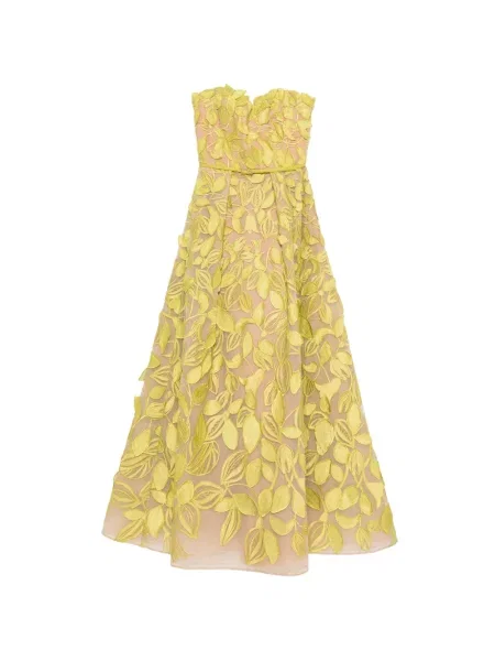 Rochie Elie Saab cu aplicații fără bretele verde