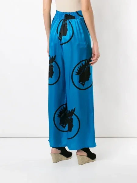 Pantaloni Amir Slama de mătase albastru