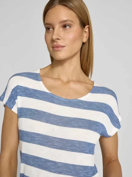 T-shirt z mieszanki w kroju regular fit model WIDE STRIPE' Vero Moda niebieska
